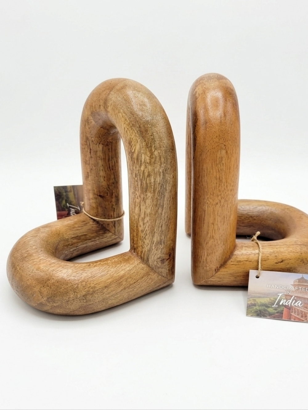 AllModern Solid Wood, Set Of 2 7" Loopy Bookends, Brown, Round